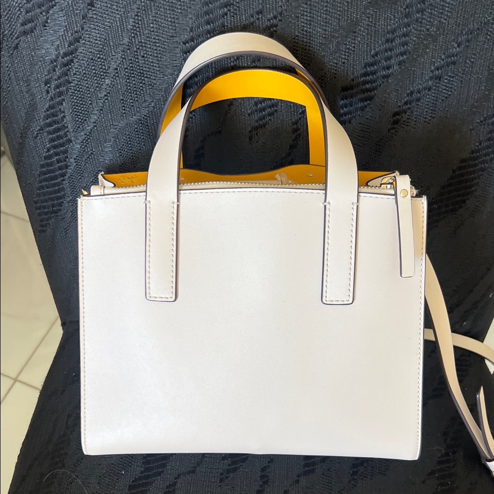 Kate Spade Cream Leather Satchel with Yellow Accent - Picture 3 of 3